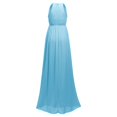 thumbnail image 4 of Gyujnb Halter Sleeveless Tank Neck Maternity Maxi Dress Elastic Gathered Empire Waist Lightweight Flowy Chiffon Loose A Line Floor Length Gown Elegant Bridesmaid Photoshoot,XL, 4 of 5