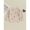 thumbnail image 2 of Suealasg Infant Baby Girls Valentine's Day Sweaters Long Sleeve Crew Neck Heart Print Loose Knitted Pullovers 3 6 9 12 18 Months Newborn Girls Fall Winter Warm Clothes, 2 of 9