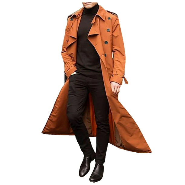 Mediate Jo da Sammensætning Fall Cardigan for Men Lapel Button Down Overcoats Long Sleeve Casual Big & Tall  Trench Coat Outwear - Walmart.com