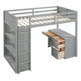 thumbnail image 2 of Twin Size Loft Bed with Ladder, Shelves, and Desk, Gray, 2 of 12