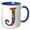 Blue/White, variant on 3drose, Colorful Monogram Letter J, 11oz Two-tone Green Mug