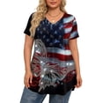 thumbnail image 6 of Dweltoz American 1776 2026 250th Usa Women Plus Size T-Shirt L-5xl V Neck Short Sleeve 4th Of July Freedom Tunics Tops Casual Loose Trendy Tee Blouses,Royal Blue XL, 6 of 6