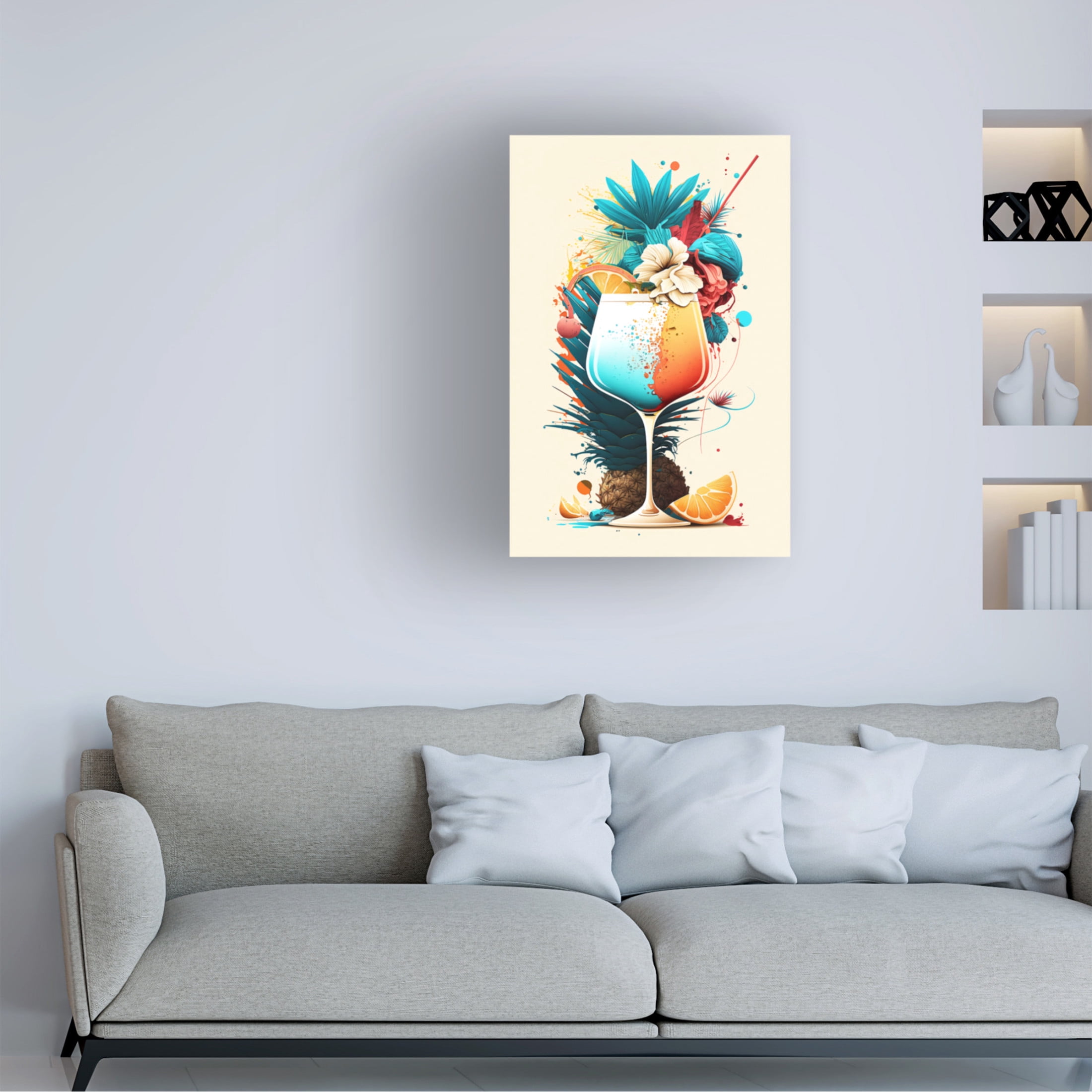 Canvas Wall Art - Ray Heere 'Mid Century Cocktails And Drinks 22' Wall Art for Living Room, Bedroom, or Office Décor by Trademark Fine Art - 16 x 24 Inches