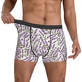 thumbnail image 3 of Men's Boxer Briefs, Lavender Flowers Leaves Soft Comfy Mens Underwear Boxer Briefs Breathable With Widen Waist, 3 of 7