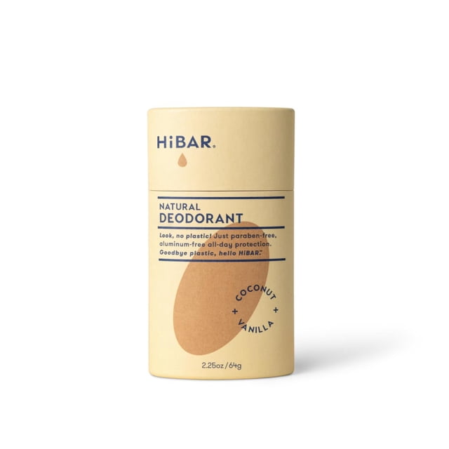 Desodorante HIBAR de coco y vainilla sin plástico, 1 paquete