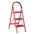 thumbnail image 2 of Step Ladder, 3 Step Ladder Folding Step Stool, Multi-Purpose Collapsible Ladder for Home or RV Outdoor Work, Heavy Duty 330 lbs Load (White, Red), 2 of 8