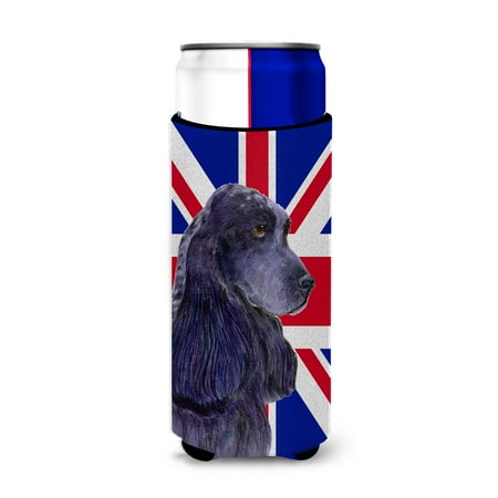 

Cocker Spaniel with English Union Jack British Flag Ultra Hugger for slim cans