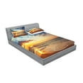 thumbnail image 2 of Ambesonne Scenery Fitted Sheet & Pillow Sham Set, Sea Honeymoon Travel, Full, Blue Yellow Brown, 2 of 2