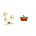 thumbnail image 1 of Escultura de calabaza con hojas, adorno para estantería, tapa de bombonera de cristal, tarro de , naranja, regalo de cumpleaños o inauguración, 1 of 8