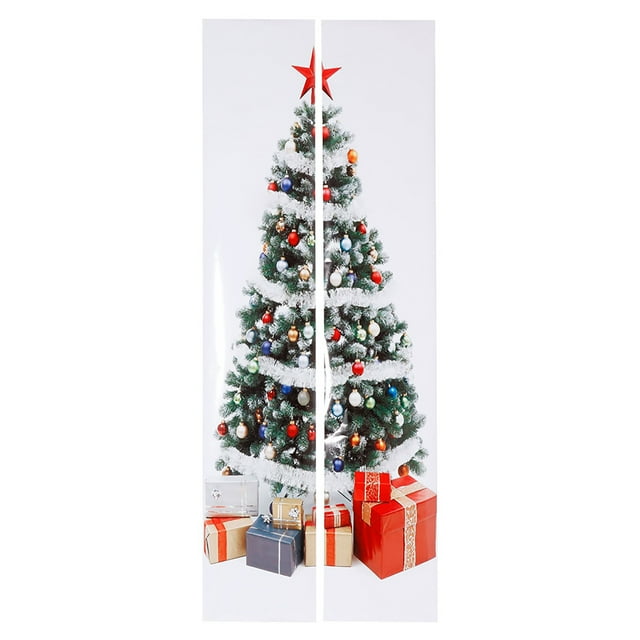 Pegatinas navideñas para ventana, calcomanías de árbol de Navidad para pared, puerta, decoración de escaparates, pegatinas de árbol de Navidad para puerta
