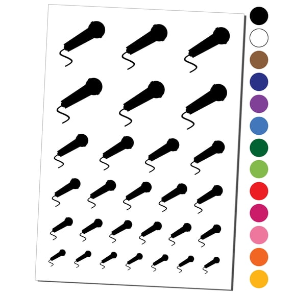 Microphone Solid Water Resistant Temporary Tattoo Set Fake Body Art Collection - Purple