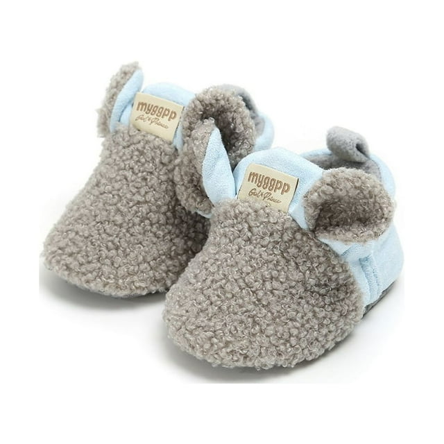 Newborn Baby Booties Faux Fur Cute Sheep Shape Non-Slip Soft Sole Crib Shoes
