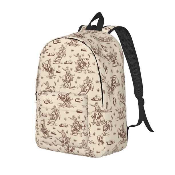 Easygdp Cowboy Sitting On Cow Back Mochila de Lona Resistente para Laptop, Compatible con Laptops de 15 a 17 pulgadas, Ideal para Escuela, Trabajo y Viajes-Small