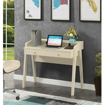 Convenience Concepts Newport 34.75 in. Tall Deluxe 2 Drawer Desk with Shelf, Ivory, All Ages