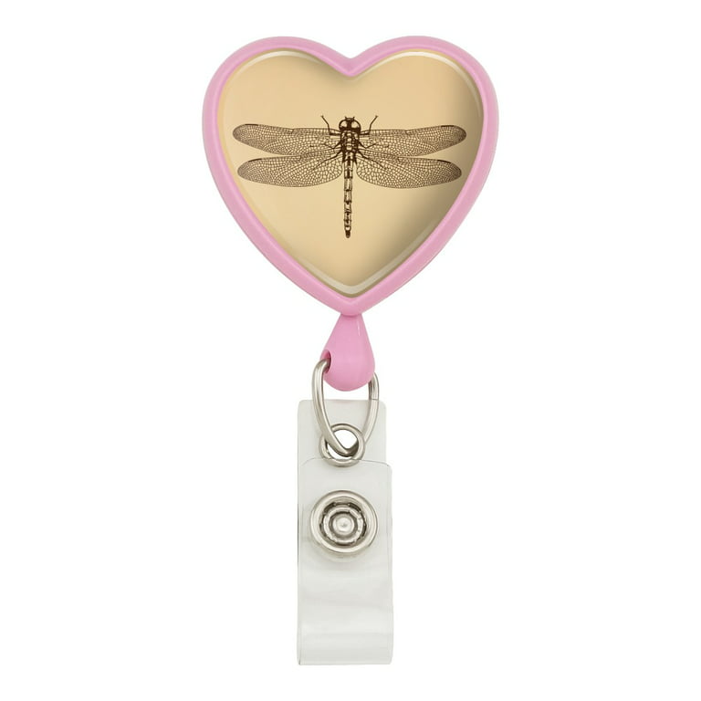 Dragonfly Vintage Insect Heart Lanyard Retractable Reel Badge ID Card Holder  