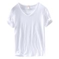 thumbnail image 5 of Joernso Summer Men Thin Breathable T-shirt V-neck Short Sleeve Solid Color Casual Basic Tees Casual Bottoms Pullover Tops, 5 of 8