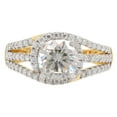 thumbnail image 2 of 1 1/2 ct. t.w Center 6.5MM Round Cut Lab Created Moissanite Diamond Split Shank Crossover Halo Bypass Engagement Ring In 10K Solid Yellow Gold(G-H Color, VVS1 Clarity,1.50 Cttw)-6.5, 2 of 7