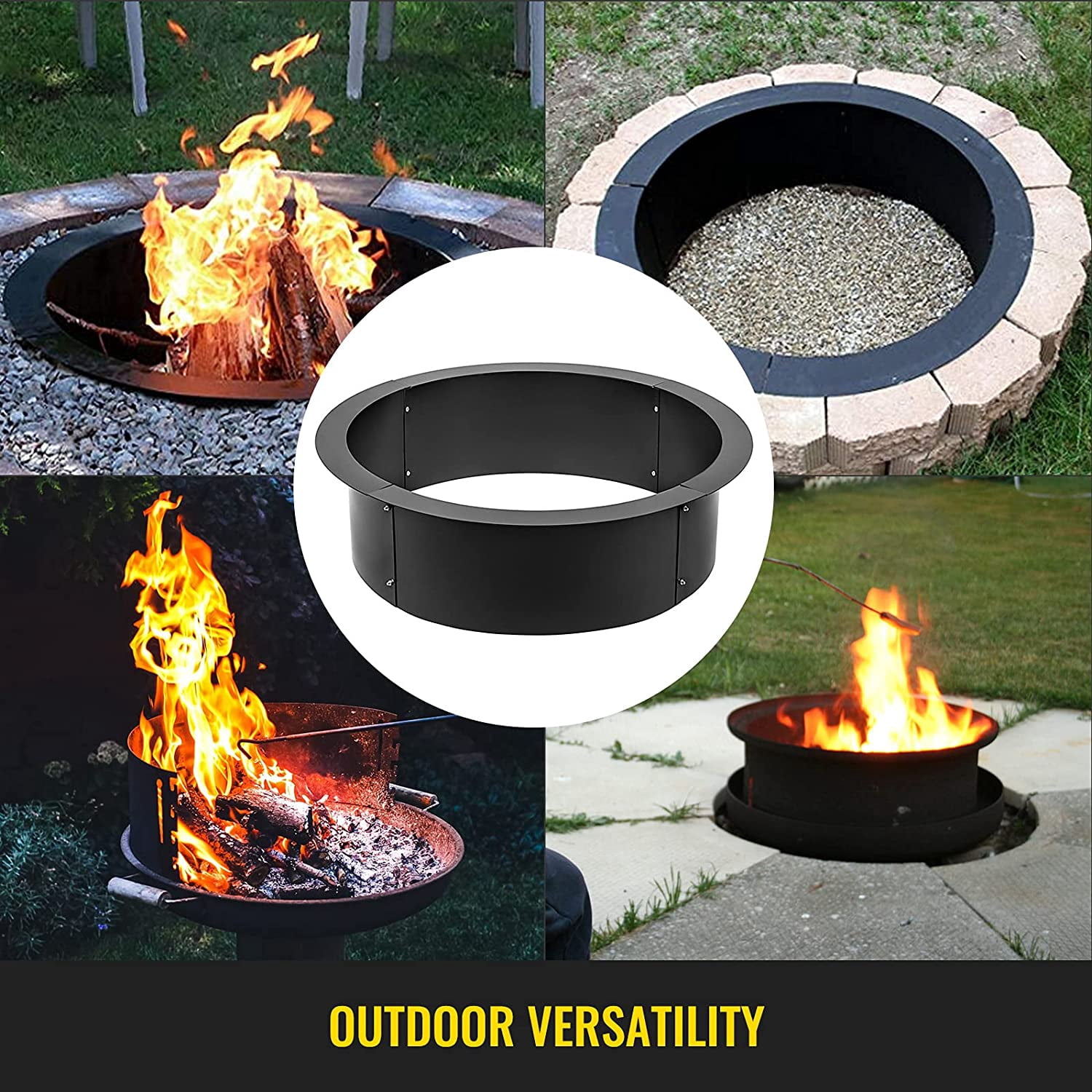 Fire Pit Ring 36-Inch Outer/30-Inch Inner Diameter, Fire Pit Insert 3.0mm  Thick Heavy Duty Solid Steel, Fire Pit Liner DIY Campfire Ring Above or  In-Ground for Outdoor - Walmart.com