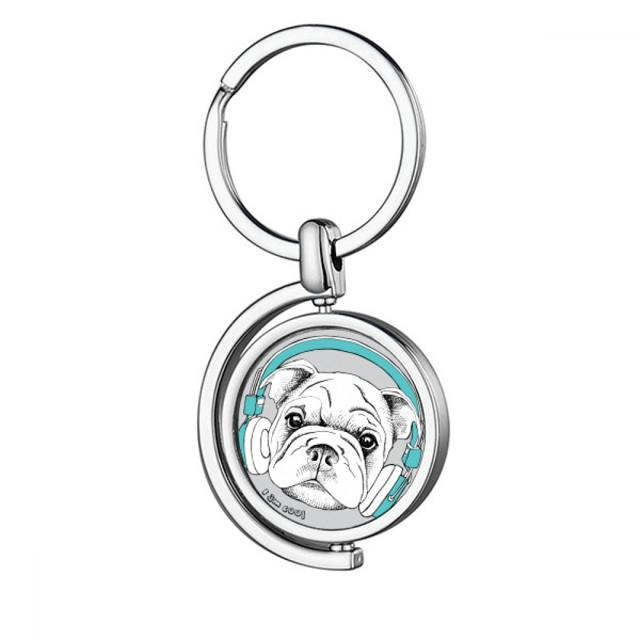 Casque Musique Vitalité Sons Chien Rotation Porte-Clés Métal Porte-Clés