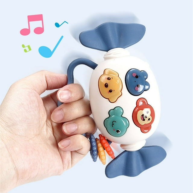 Sonajero musical con forma de caramelo para bebés de 0 a 36 meses | Mordedor de silicona suave y plástico ABS con agarre ergonómico | Juguete para el desarrollo sensorial y la motricidad.