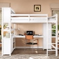 thumbnail image 4 of Harper & Bright Designs Queen Size Loft Bed with Cabinet and Bookshelf, Wood Loft Bed Frame with Wardrobe and Desk for Boys and Girls, White, 4 of 12