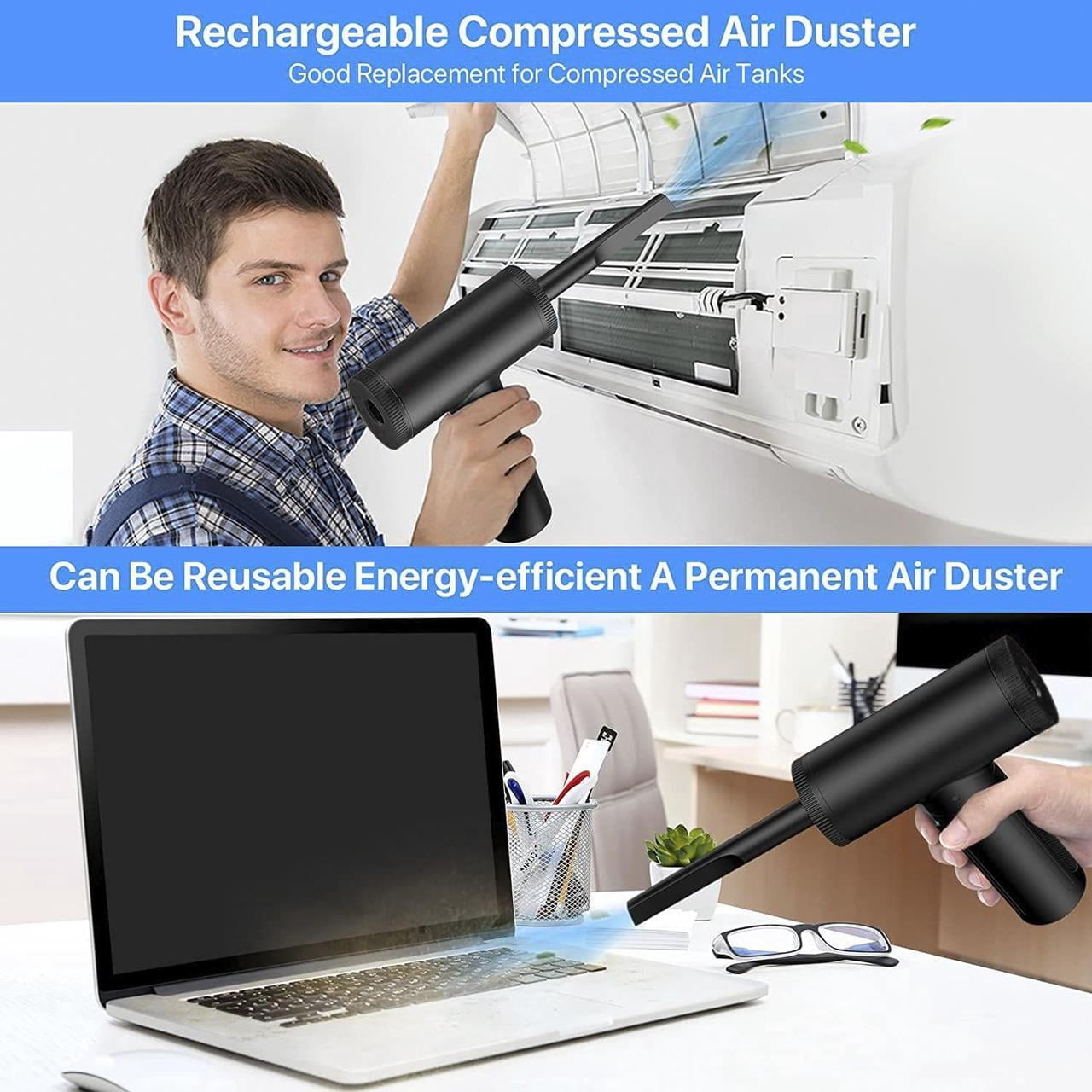 Giizhmy Compressed Air Duster Electric, Air Duster & Vacuum Cleaner 2 in 1 Rechargeable 7800mAh Cordless
