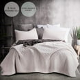 thumbnail image 2 of KASENTEX Coverlet 3-pc Mini Quilt Set - All-Season Lightweight Ultra Soft Bedding Stonewashed Blanket - Heat-pressed 2-Tone REVERSIBLE Color, TWIN + 2 Shams, Sheer Pink/Grey Mist, 2 of 5