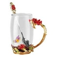 thumbnail image 2 of KER Hand Painted Enamel Glass Cup With Rose Design Elegant Drinking Glass For Water Tea Beverages Durable Glassware With Rose Handle And Spoon For Indoor Use, 2 of 7