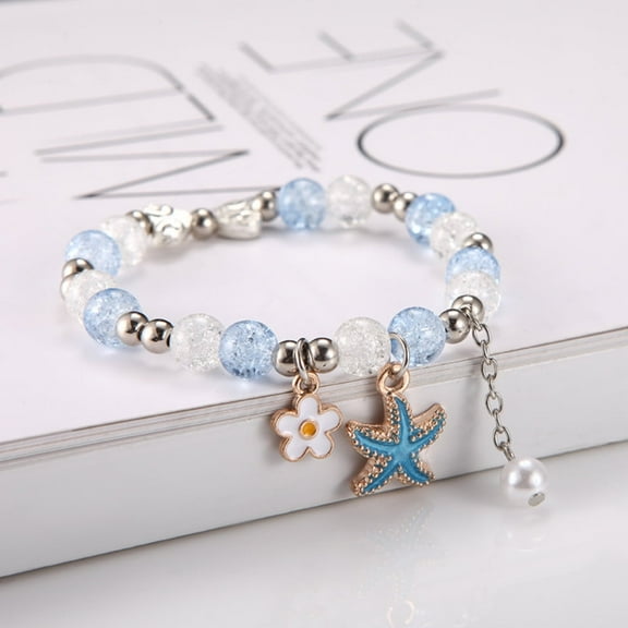 YYDD.Ladies' Fashion Bracelet, Flower Crystal Beaded, Crystal,Blue Starfish