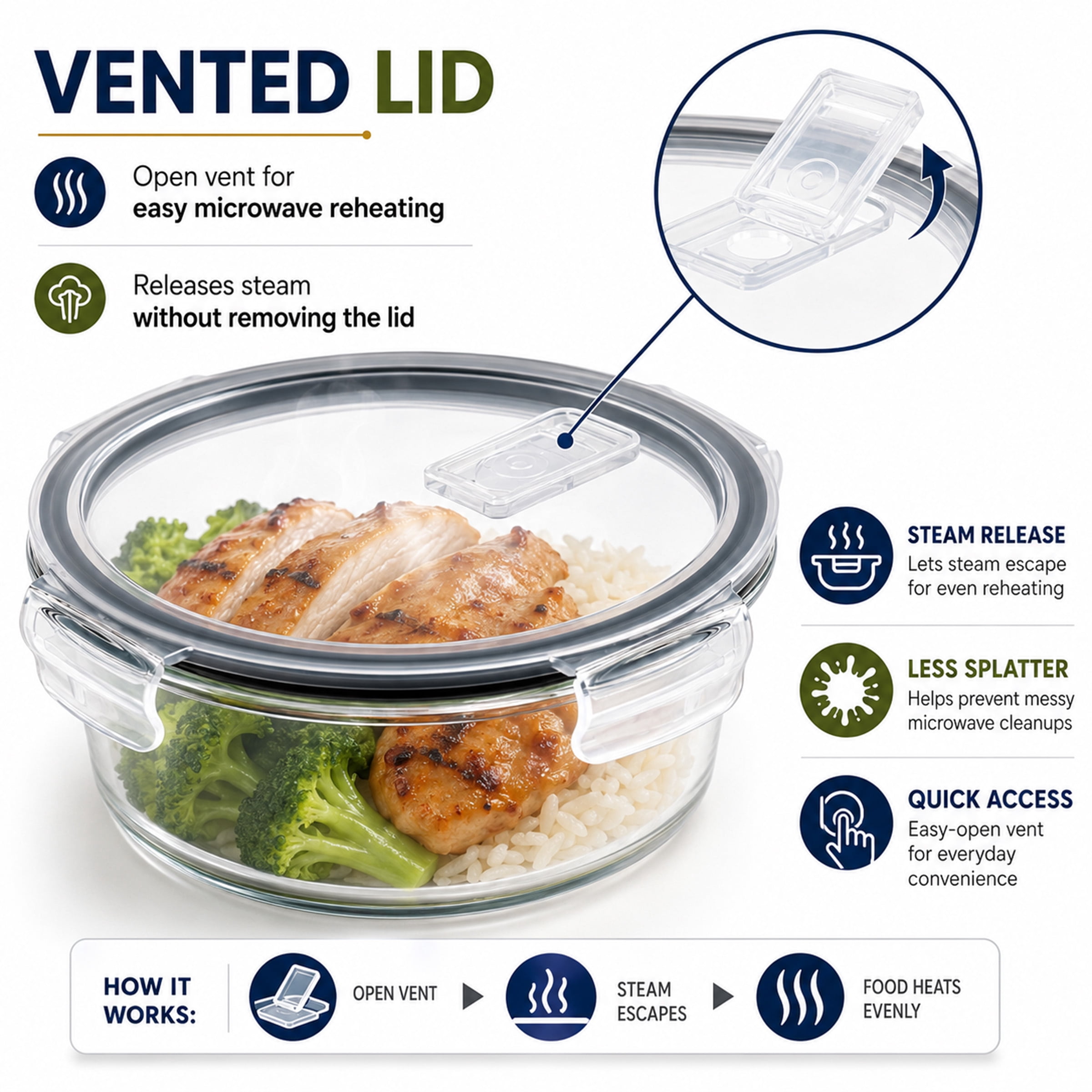 Sorbus 8-Pack Glass Meal Prep Bowls with Airtight Lids, Steam Vent, Leakproof Storage Containers