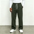 thumbnail image 3 of Ozmmyan Mens Casual Corduroy Sweatpants Elastic Waist Drawstring Straight Leg Trousers with Pockets Winter Warm Pants, 3 of 6