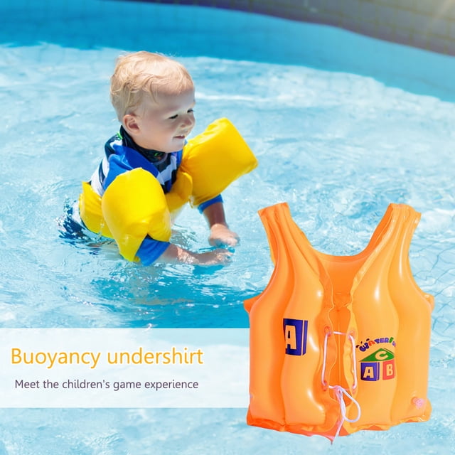 Chaleco salvavidas para niños Chaleco de flotabilidad de natación inflable de PVC (naranja S)