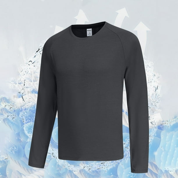 pstuiky hombres de manga larga, Camisa deportiva de manga larga raglán con cuello redondo, transpirable y elástica, de color liso, para hombre camisetas de hombre xxxl