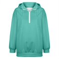 thumbnail image 4 of Women's Quarter Zip Hoodie, Soft Pullover Sweatshirt with Adjustable Hood, Long Sleeve Casual Streetwear for Everyday, Solid Color Comfortable Hooded Top for Women, Trendy Zip Up Design Mint Green, 4 of 7