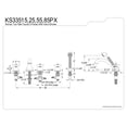 thumbnail image 2 of Kingston Brass KS33525PX Milano 5-Piece Roman Tub Faucet with Hand Shower, Polished Brass, 2 of 4