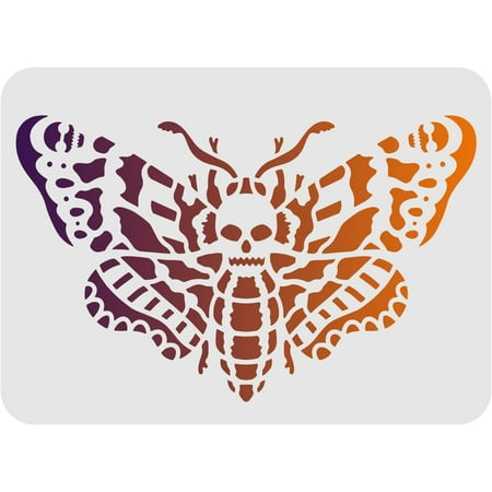 Moth Skeleton Drawing Stencils Template 11.6×8.3 inch Plastic Decoration Reusable Stencils for Painting on Wood Floor Tile Wall and Fabric