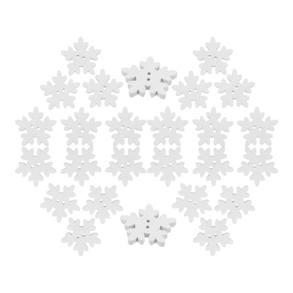 WRITWAA 100Pcs Christmas Buttons Snowflakes Embellishments White Wooden Craft Project Material
