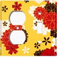 thumbnail image 4 of Metal Light Switch Plate Cover Japanese Flower Pattern Yellow Wallpaper FLW044, 4 of 13