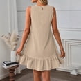 thumbnail image 5 of Enjoytime Mini Dresses for Women Crewneck Sleeveless Ruffle Hem Short Dress Casual Beach Vacation Summer Dresses, 5 of 7