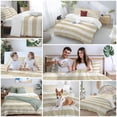 thumbnail image 5 of 3 Piece Cream Striped Duvet Cover Set Queen Size, Microfiber Comforter/Quilt Cover with Corner Ties and 2 Pillowcases, Farmhouse Vintage Brown Stripes All Season Soft Bedding with Zipper Closure, 5 of 8