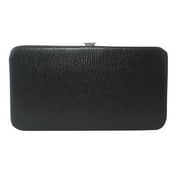 Chicastic Black Glossy Snakeskin Small Flat Hard Clutch Wallet