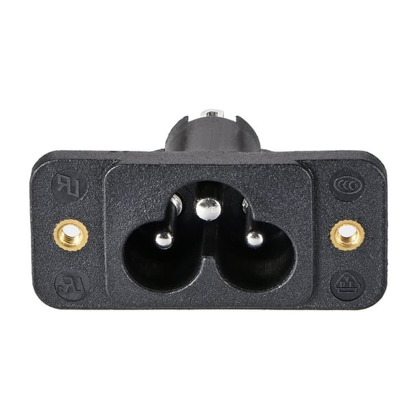 Panel Mount Plug Adapter AC 250V 2.5A/5A C6 3 Pins IEC Inlet Module ...