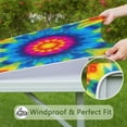 thumbnail image 6 of Colorful Tie Dye Mandala Pattern Square Fitted Tablecloth with Elastic Edge,Square Table Cover,Washable Elastic Table Cover for Home Kitchen Party Decor 34"x34", 6 of 6