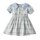 thumbnail image 1 of Odeerbi Niñas Verano Plaid Princesa Vestido Cuello Punto Algodón Vestido Solapa Manga Corta Vestido, 1 of 4