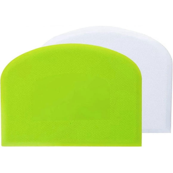Grattoir à Pâte en Plastique, Corne à Pâtisserie, Coupe-Pâte, 2 Pcs Grattoir à Pâte PE, Spatules à Pain pour Cuisine, Pâtisserie, Crêpes, 12x9,5 cm (Vert+blanc)