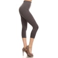 thumbnail image 2 of COUVER Women Seamless Stretch Capri Leggings, Charcoal, One Size, 2 of 7