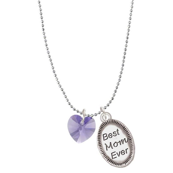 Delight Jewelry Hot Purple Crystal Heart Best Mom Ever Charm Necklace