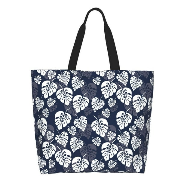 Disketp White Leaves Bolsa Tote Estampada para Mujer, Bolso de Hombro y de Mano para Compras y Viajes