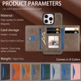 thumbnail image 5 of for iPhone 12 Pro / 12 6.1" Wallet Case, Magnetic Phone Cover with Detachable Card Holder, RFID Blocking 2-in-1 Purse Shockproof PU Leather Case with Flip Kickstand, Coffee, 5 of 11