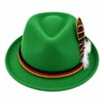 thumbnail image 2 of IAJDKMEK Oktoberfest Hat with Feather for Men and Women, German Bavarian Festival Jazz Hat, Traditional Felt Headwear, One Size, 2 of 4